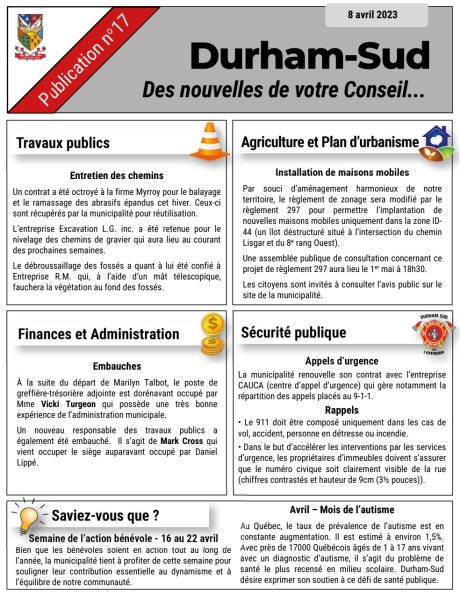 Nouvelles d'avril 2023