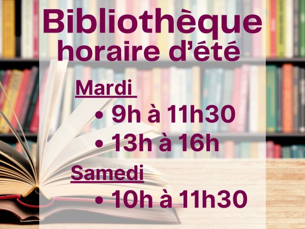 Horaire estival bibliothèque