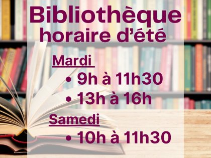 Horaire estival bibliothèque